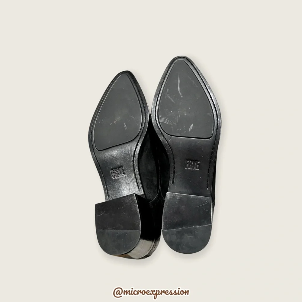 $339 Frye Eleanor Black Leather Western Shootie Everyday Casual Comfy Ankle Boot - Picture 14 of 16